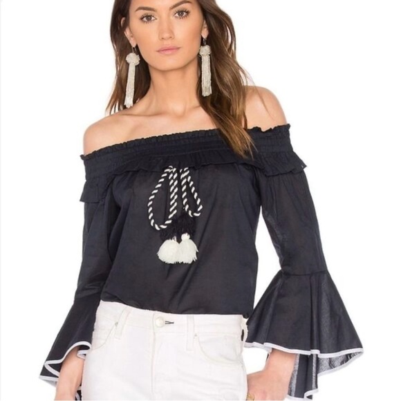 MISA Los Angeles Loris Off-the-Shoulder Top in black Size: XS missing string - Picture 1 of 7
